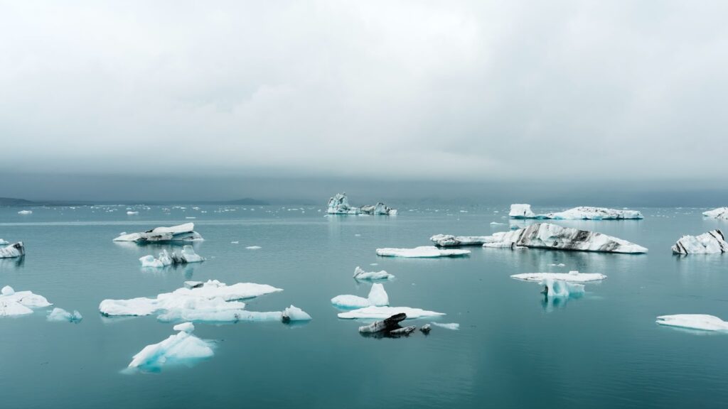 Icebergs in ocean